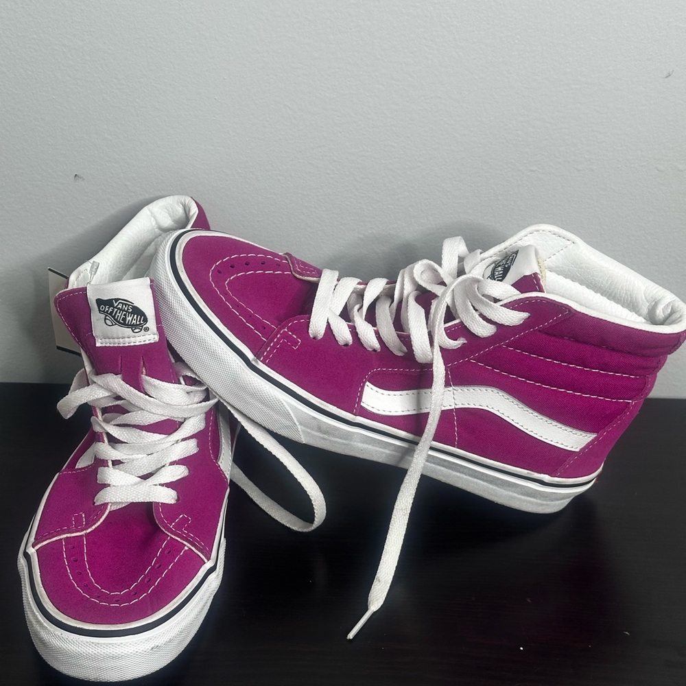 Vans Pink and White High-Top Sneakers